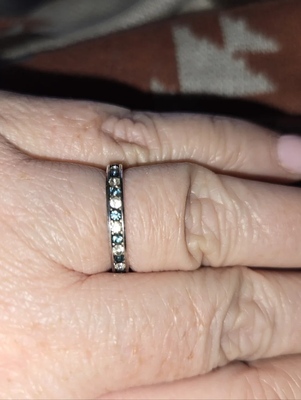 Sterling Silver Blue and White Stone Eternity Band